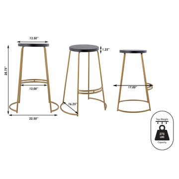 Hula 28.75" Modern Designer Iron Curved Backless Bar Stool - JONATHAN Y